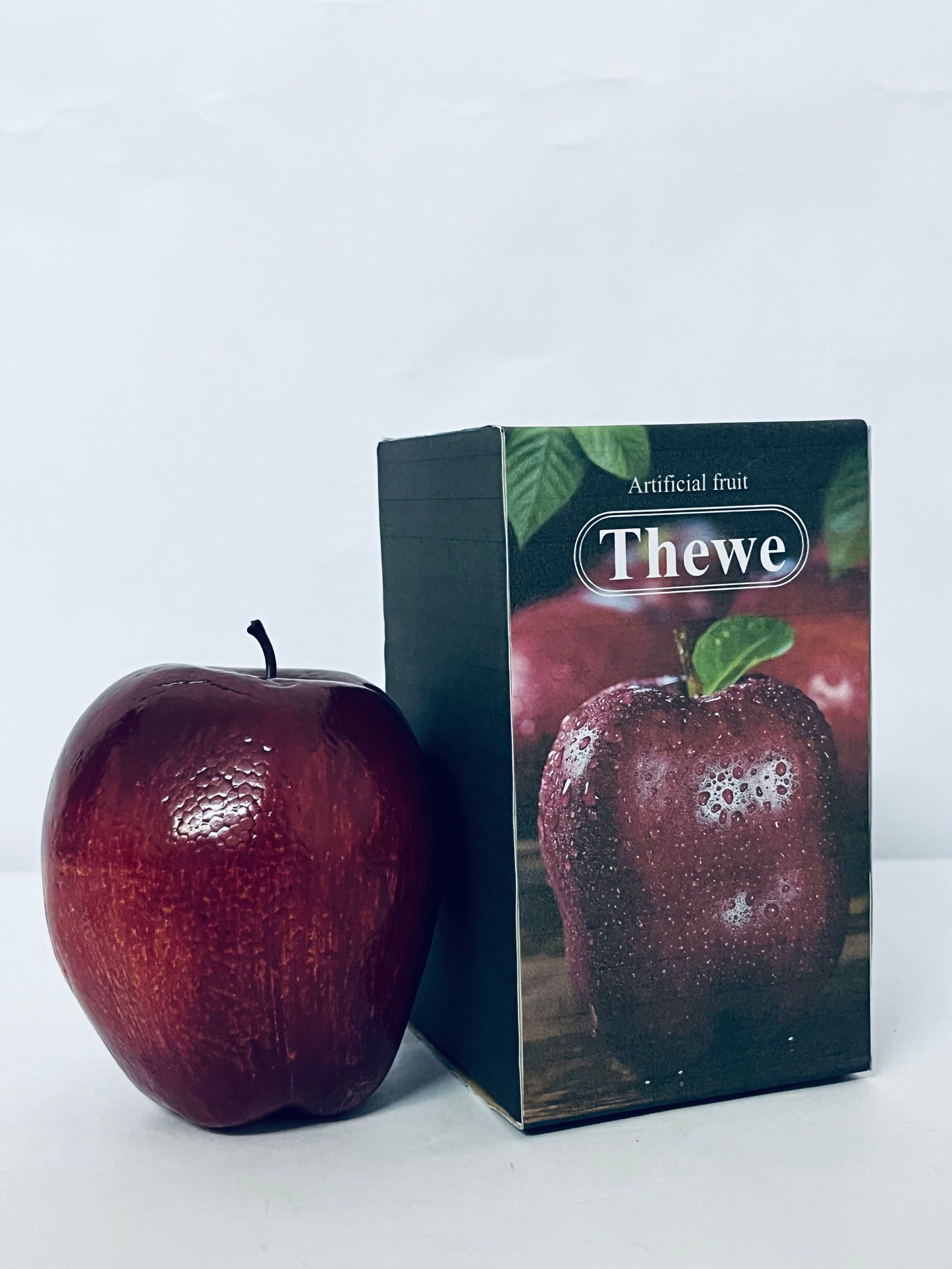 Thewe Artificial fruit Fake Simulation Fruit for Home Kitchen Party Photography Prop Wedding Decoration (1Pc Dark Red Apples)