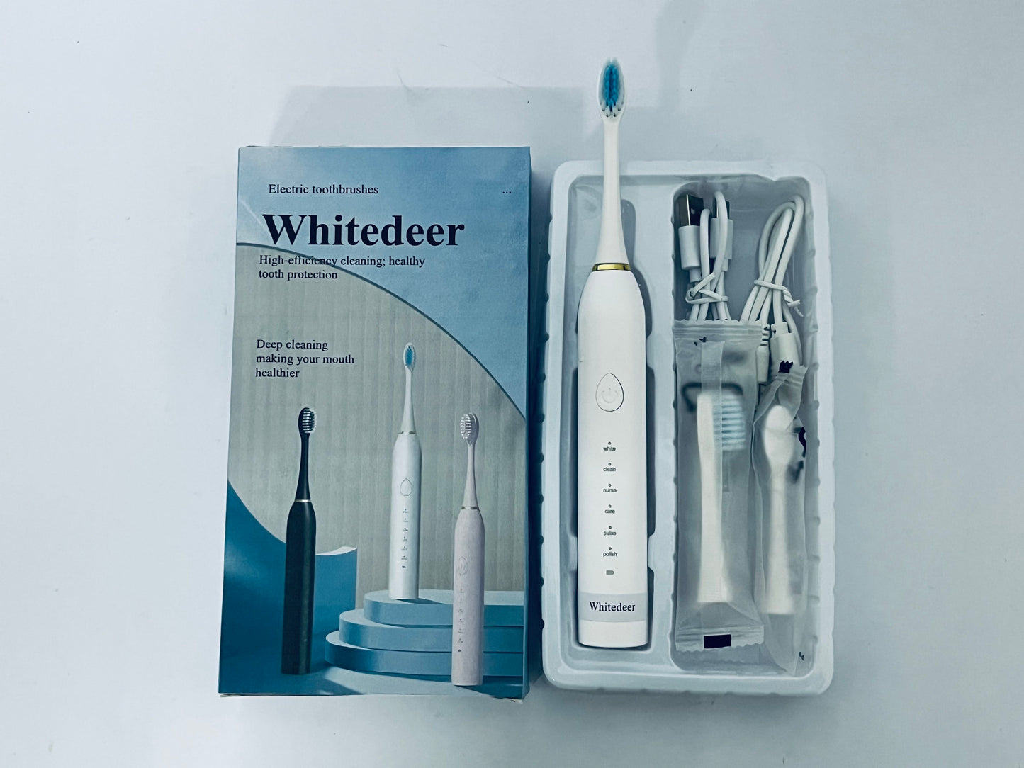 Whitedeer Electric toothbrushes Gifts Ideal for Adult Children and Couples Use USB Fast Charging Waterproof Toothbrush(White)