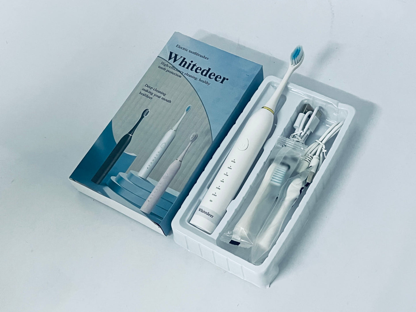 Whitedeer Electric toothbrushes Gifts Ideal for Adult Children and Couples Use USB Fast Charging Waterproof Toothbrush(White)