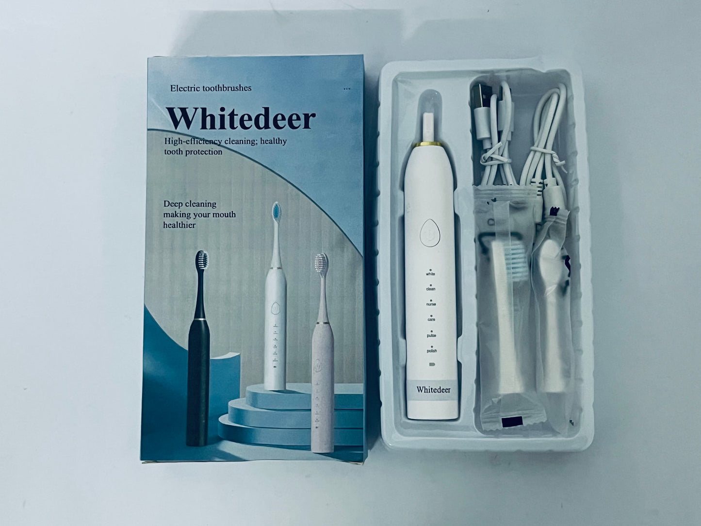 Whitedeer Electric toothbrushes Gifts Ideal for Adult Children and Couples Use USB Fast Charging Waterproof Toothbrush(White)