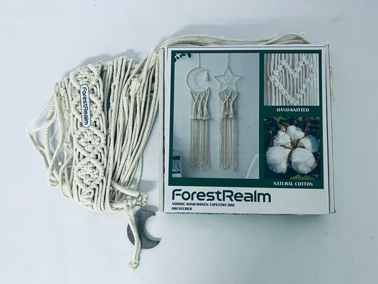 ForestRealm Cotton Dream Catcher Wall Hanging Handmade Style Ornament for Beige Color for Bedroom Living and Book Decor