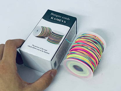 KAMEVS Bungee cords Elastic String for Bracelets, 1mm x 330 Feet Sturdy Rainbow Elastic Cord for Jewelry Making, Necklaces, Beading and Crafts