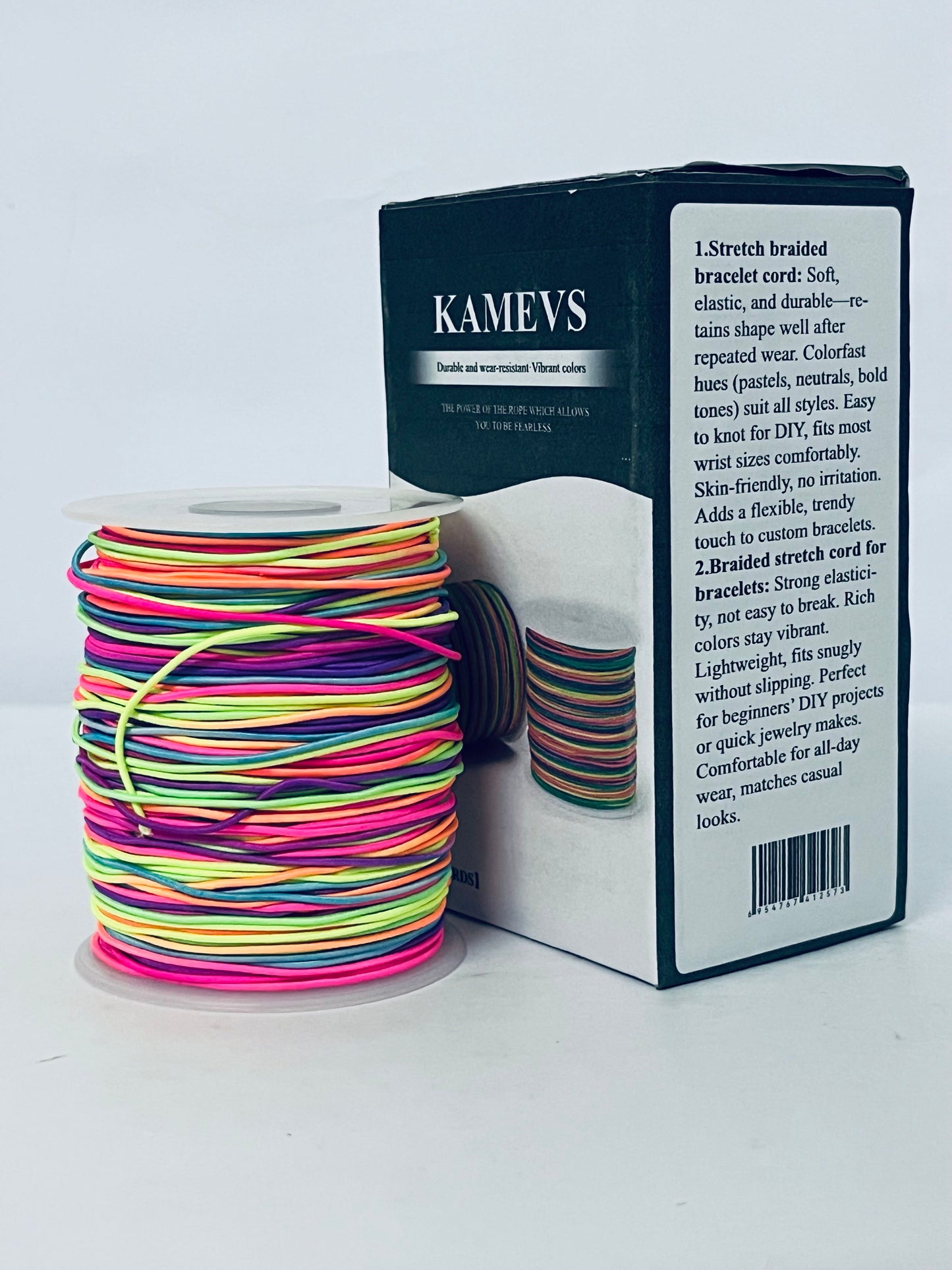 KAMEVS Cord Elastic String for Bracelets, 1mm x 330 Feet Sturdy Rainbow Elastic Cord for Jewelry Making, Necklaces, Beading and Crafts