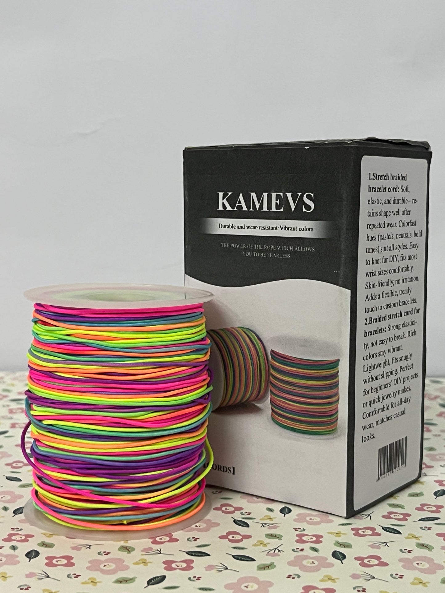 KAMEVS Cord Elastic String for Bracelets, 1mm x 330 Feet Sturdy Rainbow Elastic Cord for Jewelry Making, Necklaces, Beading and Crafts