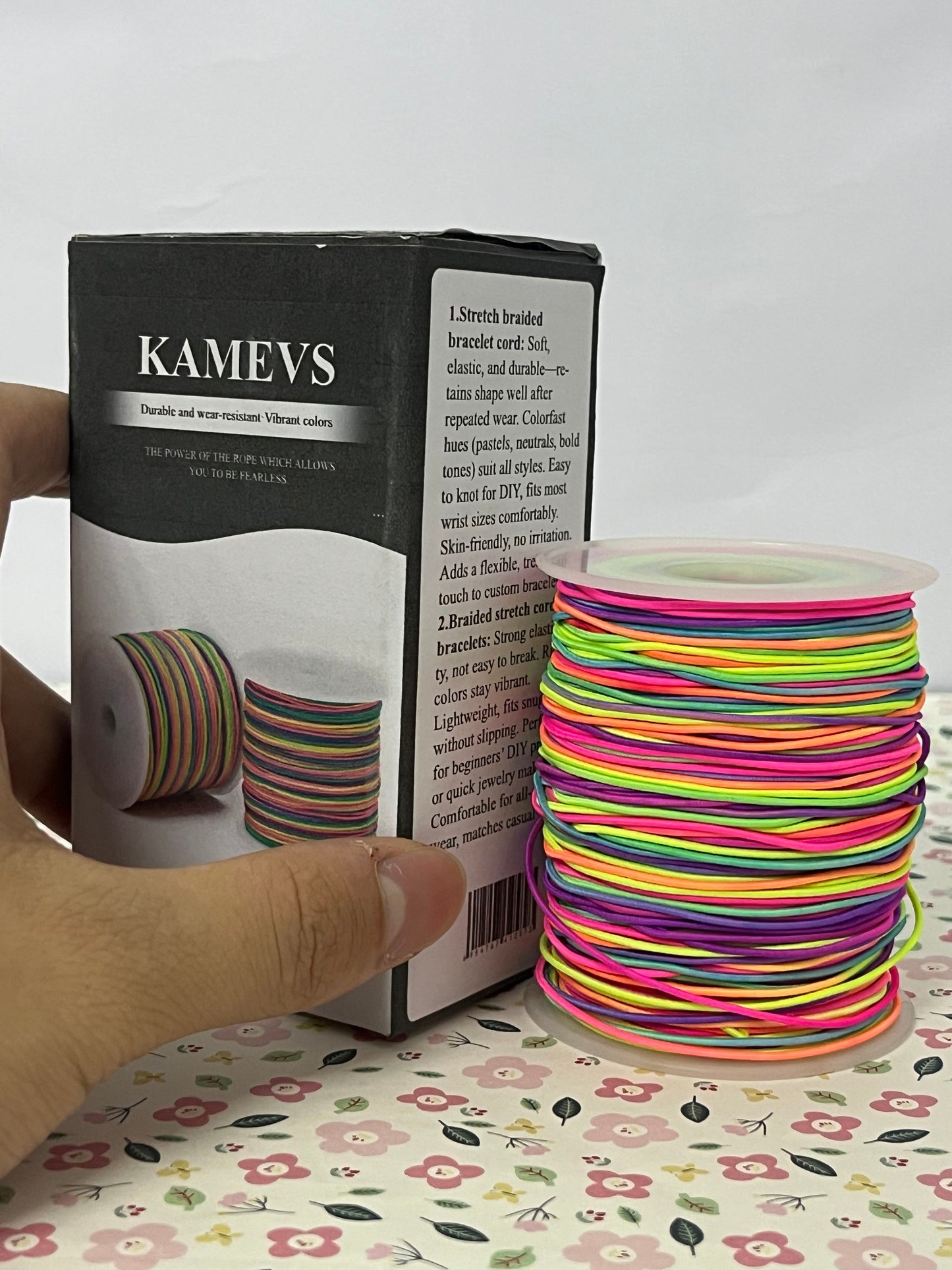 KAMEVS Cord Elastic String for Bracelets, 1mm x 330 Feet Sturdy Rainbow Elastic Cord for Jewelry Making, Necklaces, Beading and Crafts
