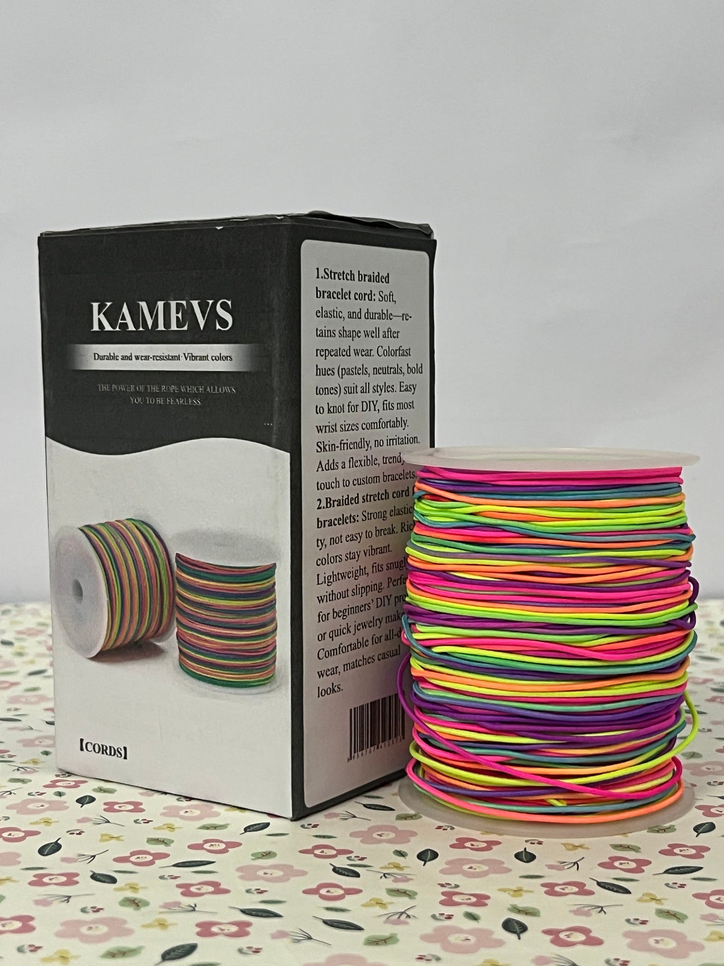 KAMEVS Cord Elastic String for Bracelets, 1mm x 330 Feet Sturdy Rainbow Elastic Cord for Jewelry Making, Necklaces, Beading and Crafts