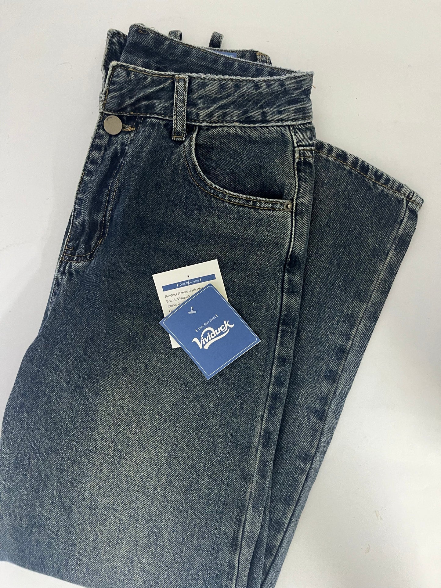 Vividuck  Non-Stretch Regular Fit Straight-Leg Denim Pants Jeans