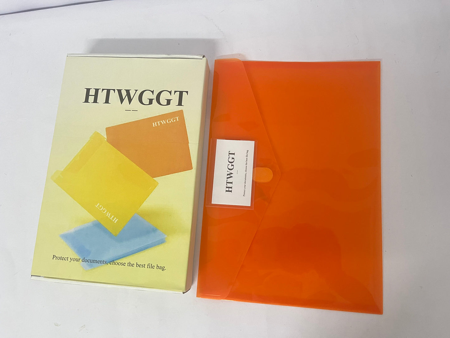 HTWGGT File pockets for stationery use Clear A4 Files Envelope | Plastic Document Pockets with Snap Button, Great for Office(Orange)