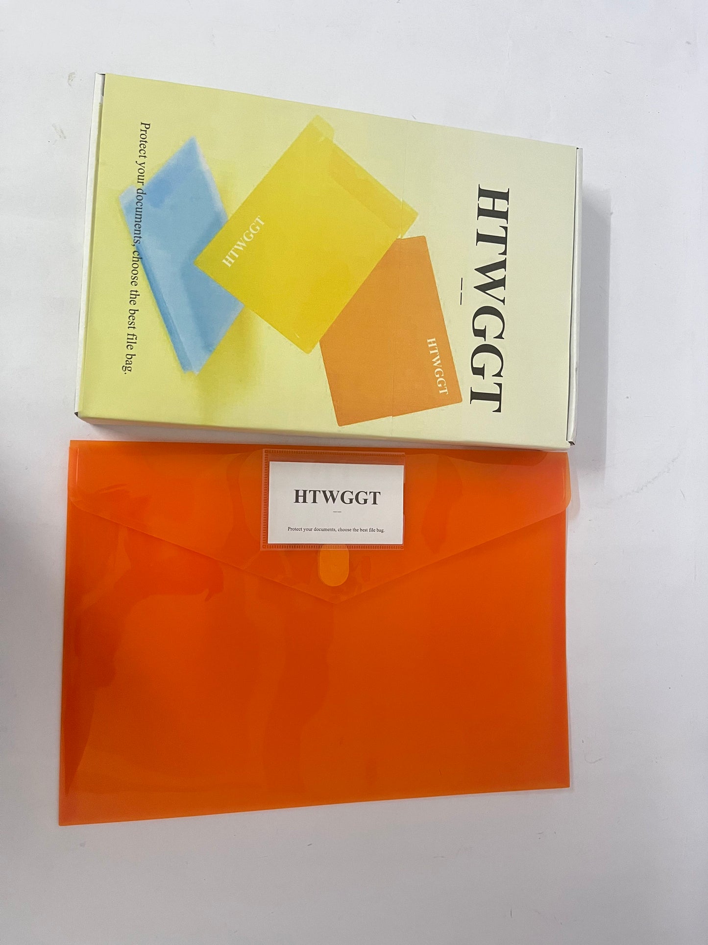HTWGGT File pockets for stationery use Clear A4 Files Envelope | Plastic Document Pockets with Snap Button, Great for Office(Orange)