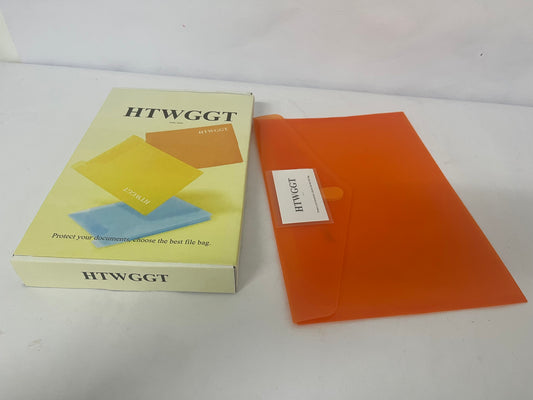 HTWGGT File pockets for stationery use Clear A4 Files Envelope | Plastic Document Pockets with Snap Button, Great for Office(Orange)