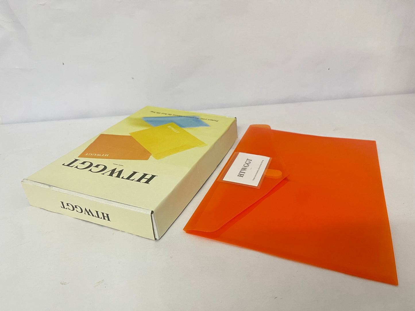 HTWGGT File pockets for stationery use Clear A4 Files Envelope | Plastic Document Pockets with Snap Button, Great for Office(Orange)