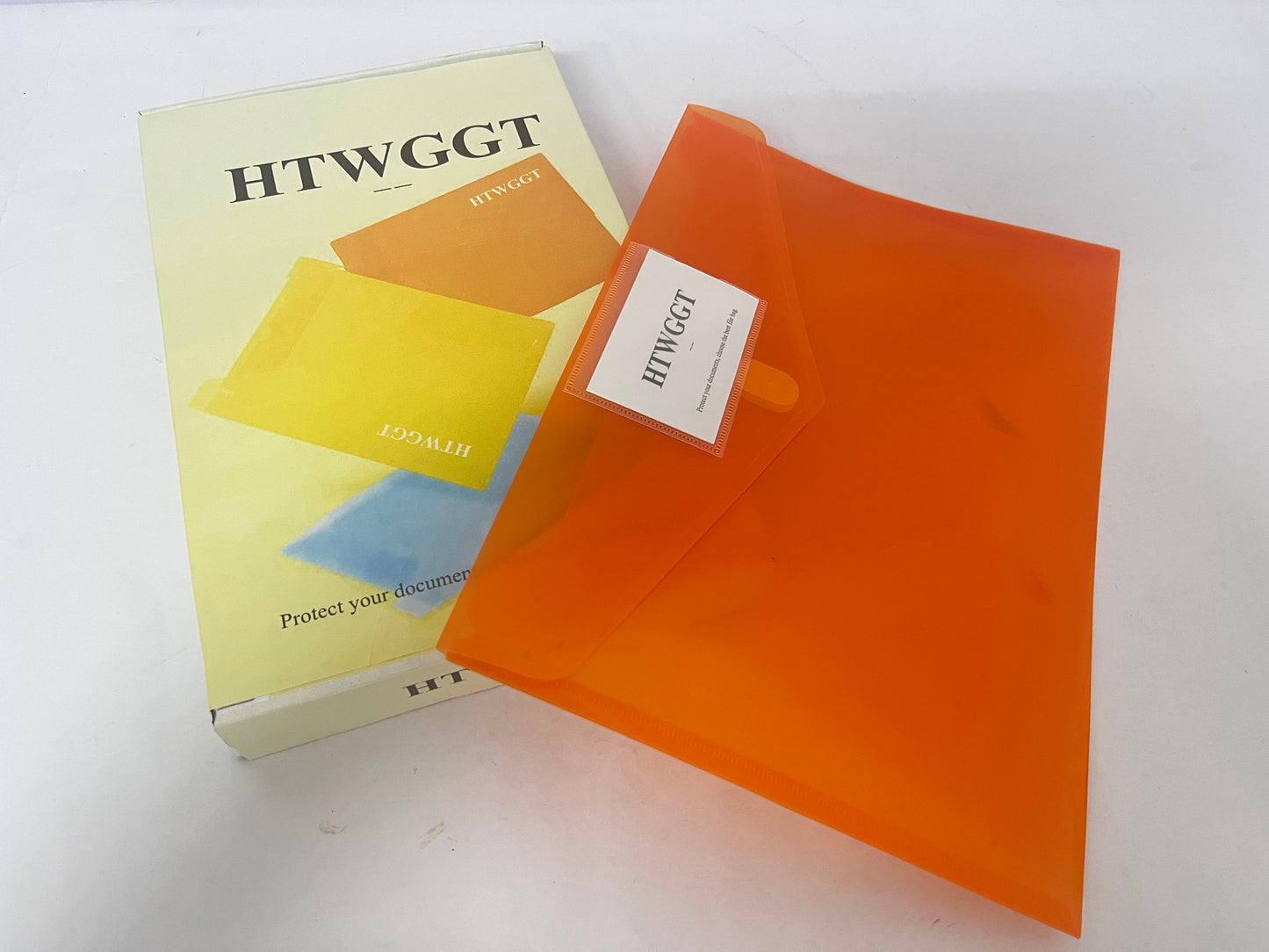 HTWGGT File pockets for stationery use Clear A4 Files Envelope | Plastic Document Pockets with Snap Button, Great for Office(Orange)