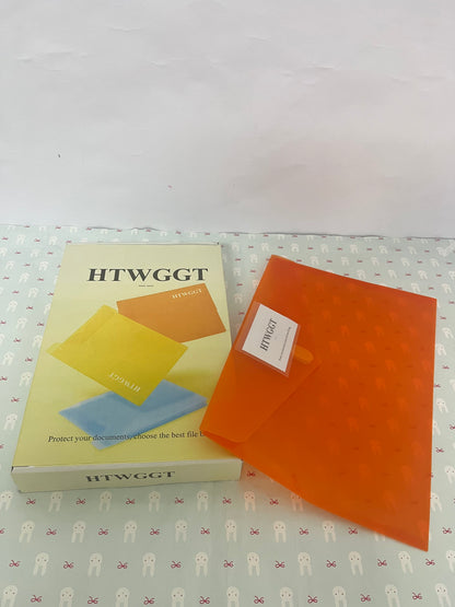 HTWGGT File pockets for stationery use Clear A4 Files Envelope | Plastic Document Pockets with Snap Button, Great for Office(Orange)