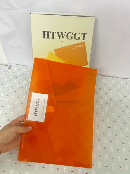 HTWGGT File pockets for stationery use Clear A4 Files Envelope | Plastic Document Pockets with Snap Button, Great for Office(Orange)