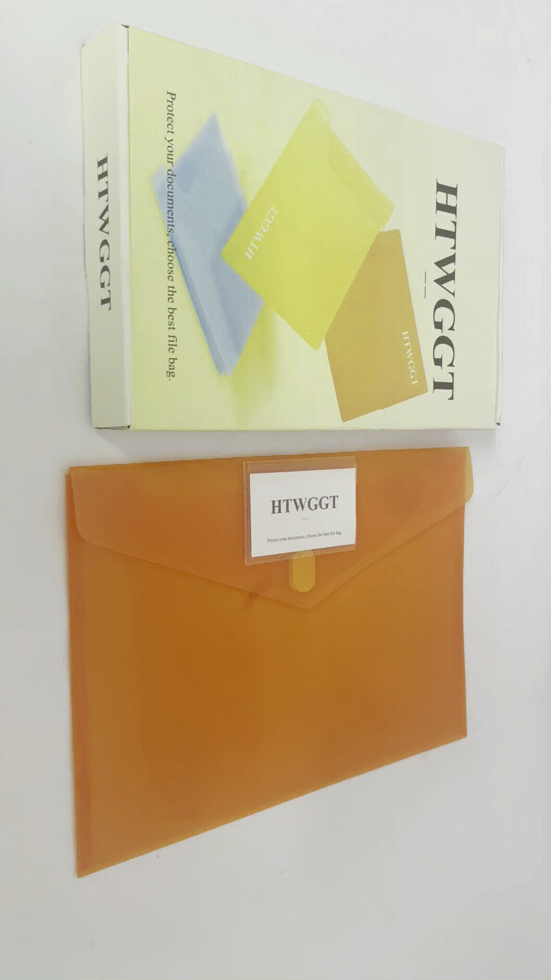 HTWGGT File pockets for stationery use Clear A4 Files Envelope | Plastic Document Pockets with Snap Button, Great for Office(Orange)