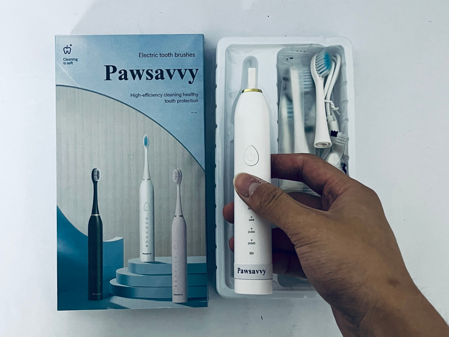 Pawsavvy Electric tooth brushes High Vibration Sonic Electronic Toothbrush for Adults with 2 Minutes Smart Timer, 5 Optional Modes