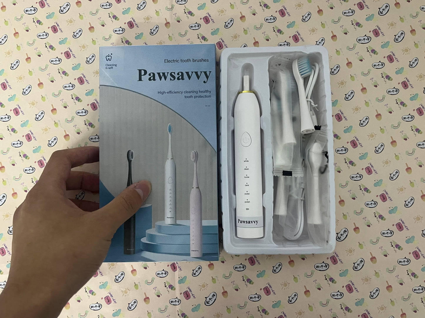 Pawsavvy Electric tooth brushes High Vibration Sonic Electronic Toothbrush for Adults with 2 Minutes Smart Timer, 5 Optional Modes