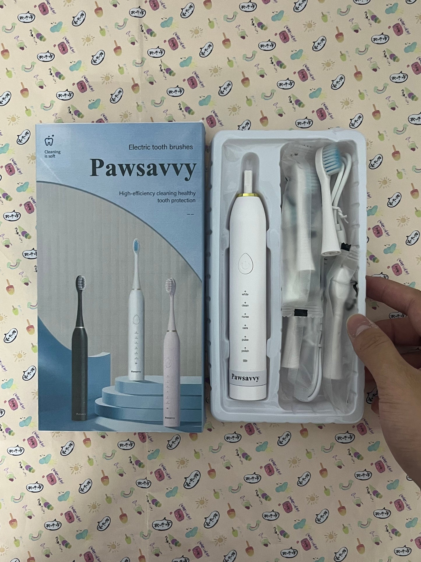 Pawsavvy Electric tooth brushes High Vibration Sonic Electronic Toothbrush for Adults with 2 Minutes Smart Timer, 5 Optional Modes
