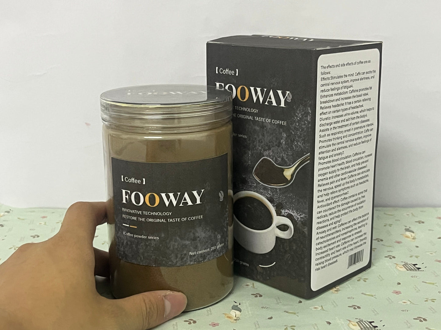 FOOWAY Coffee Espresso Coffee Powder for Baking & Smoothies, Non-GMO Colombian Coffee, Medium Roast, Fine ground