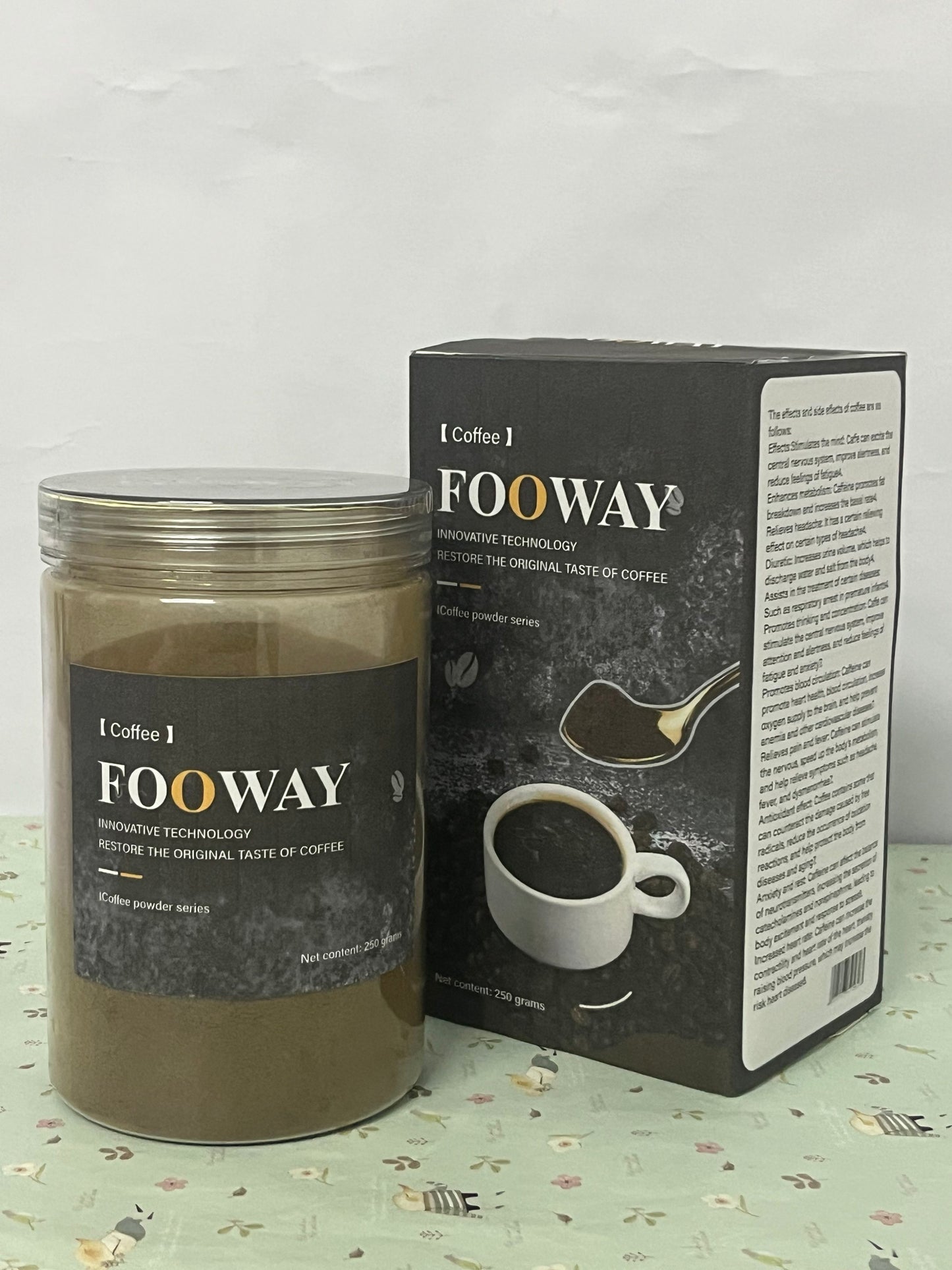FOOWAY Coffee Espresso Coffee Powder for Baking & Smoothies, Non-GMO Colombian Coffee, Medium Roast, Fine ground