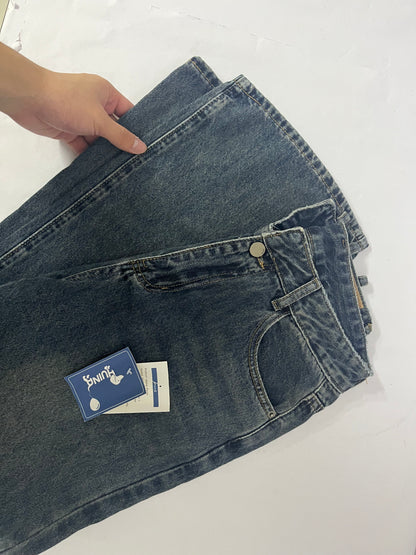 HUINA Pants Vintage Denim Jeans with Pockets Baggy Jeans for Women Vintage Wide Leg Straight Denim Pants Womens Casual Trousers