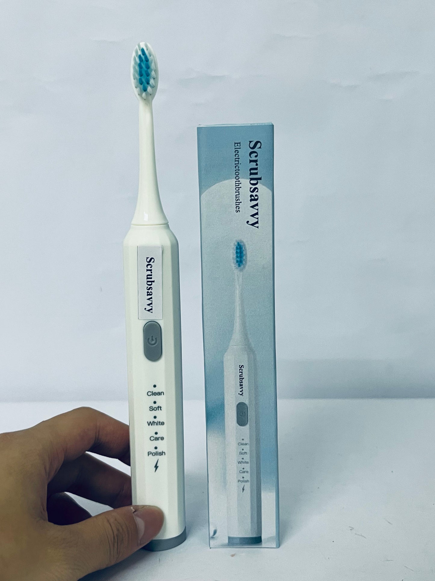 Scrubsavvy Electric toothbrushes Toothbrush w/ 5 Brushing Modes, 2min. auto-Timer, 30sec. Quad-Reminder and Long-Lasting, Extended Charge Battery (White)
