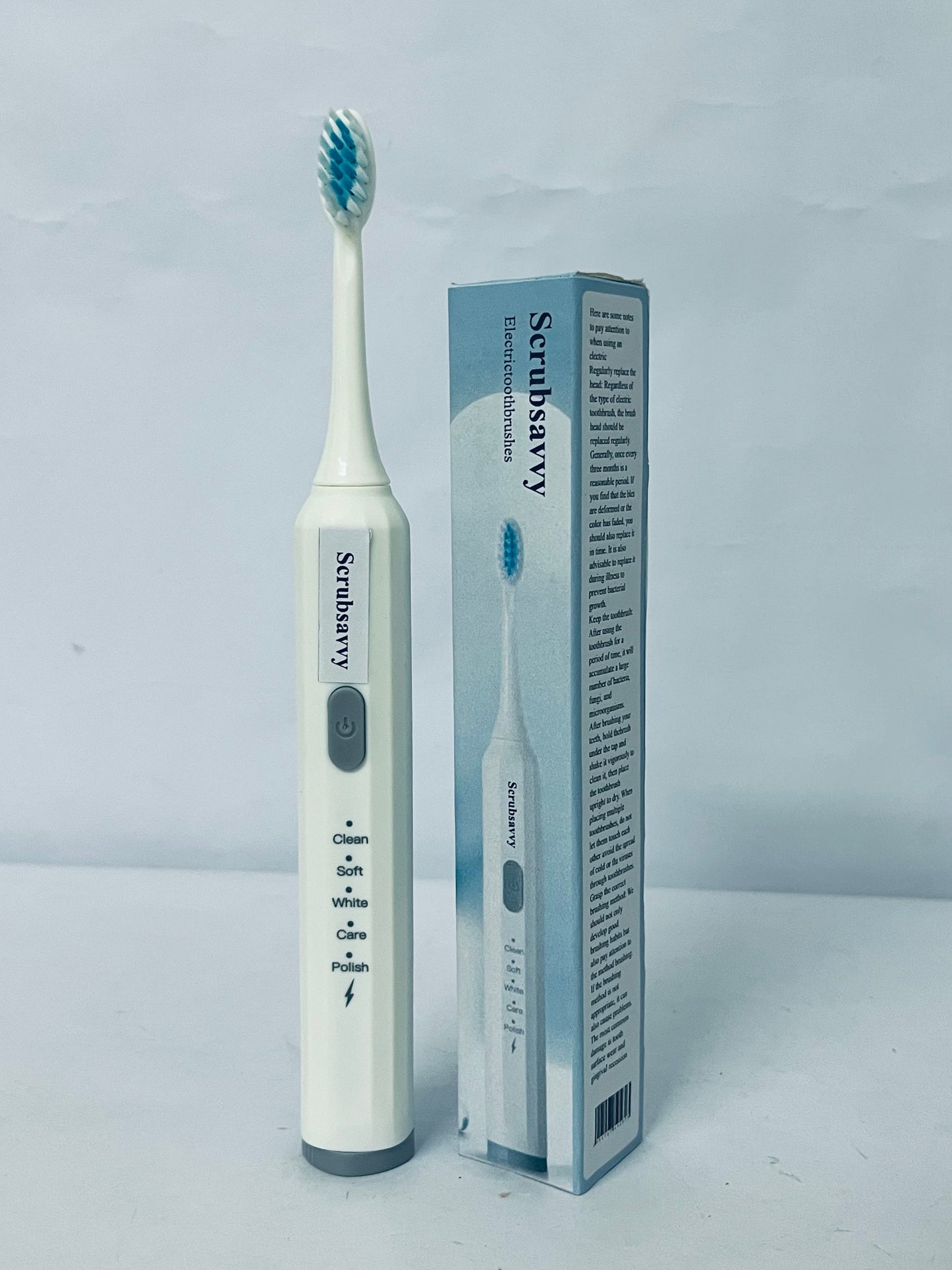 Scrubsavvy Electric toothbrushes Toothbrush w/ 5 Brushing Modes, 2min. auto-Timer, 30sec. Quad-Reminder and Long-Lasting, Extended Charge Battery (White)