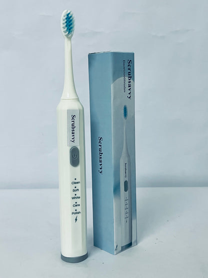 Scrubsavvy Electric toothbrushes Toothbrush w/ 5 Brushing Modes, 2min. auto-Timer, 30sec. Quad-Reminder and Long-Lasting, Extended Charge Battery (White)