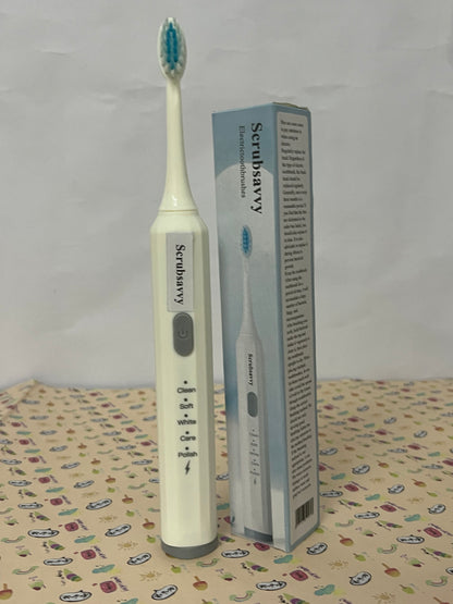 Scrubsavvy Electric toothbrushes Toothbrush w/ 5 Brushing Modes, 2min. auto-Timer, 30sec. Quad-Reminder and Long-Lasting, Extended Charge Battery (White)