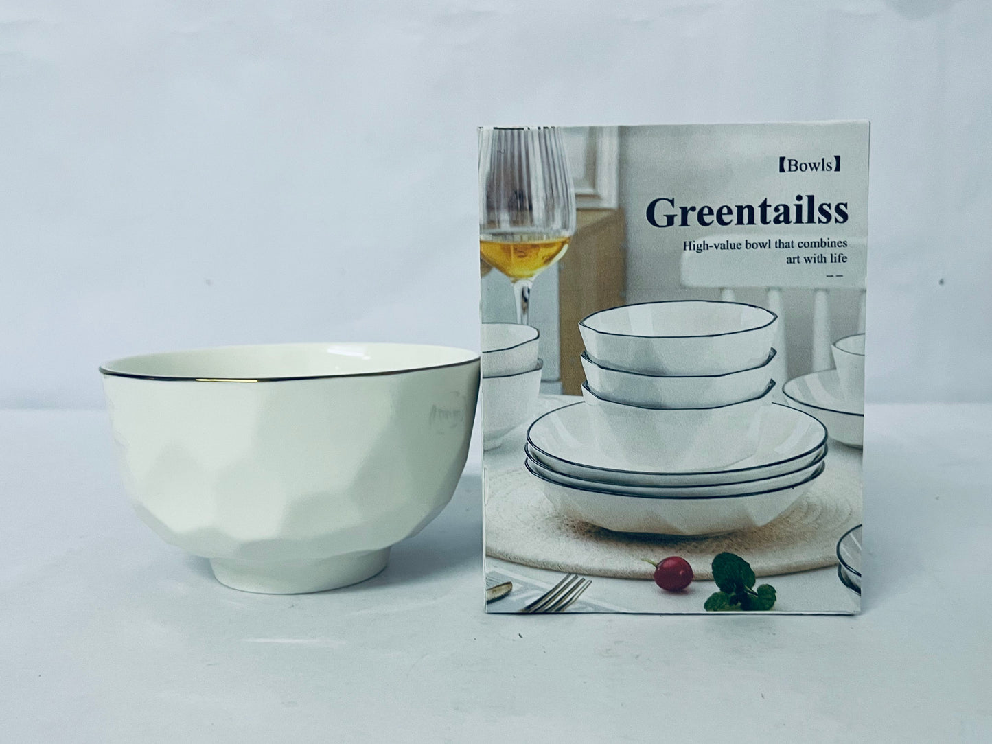 Greentailss Bowls Kitchen Plates and Bowls Sets, White Ceramic Soup Bowls,Microwave and Dishwasher Safe, Scratch Resistant