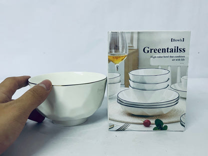 Greentailss Bowls Kitchen Plates and Bowls Sets, White Ceramic Soup Bowls,Microwave and Dishwasher Safe, Scratch Resistant