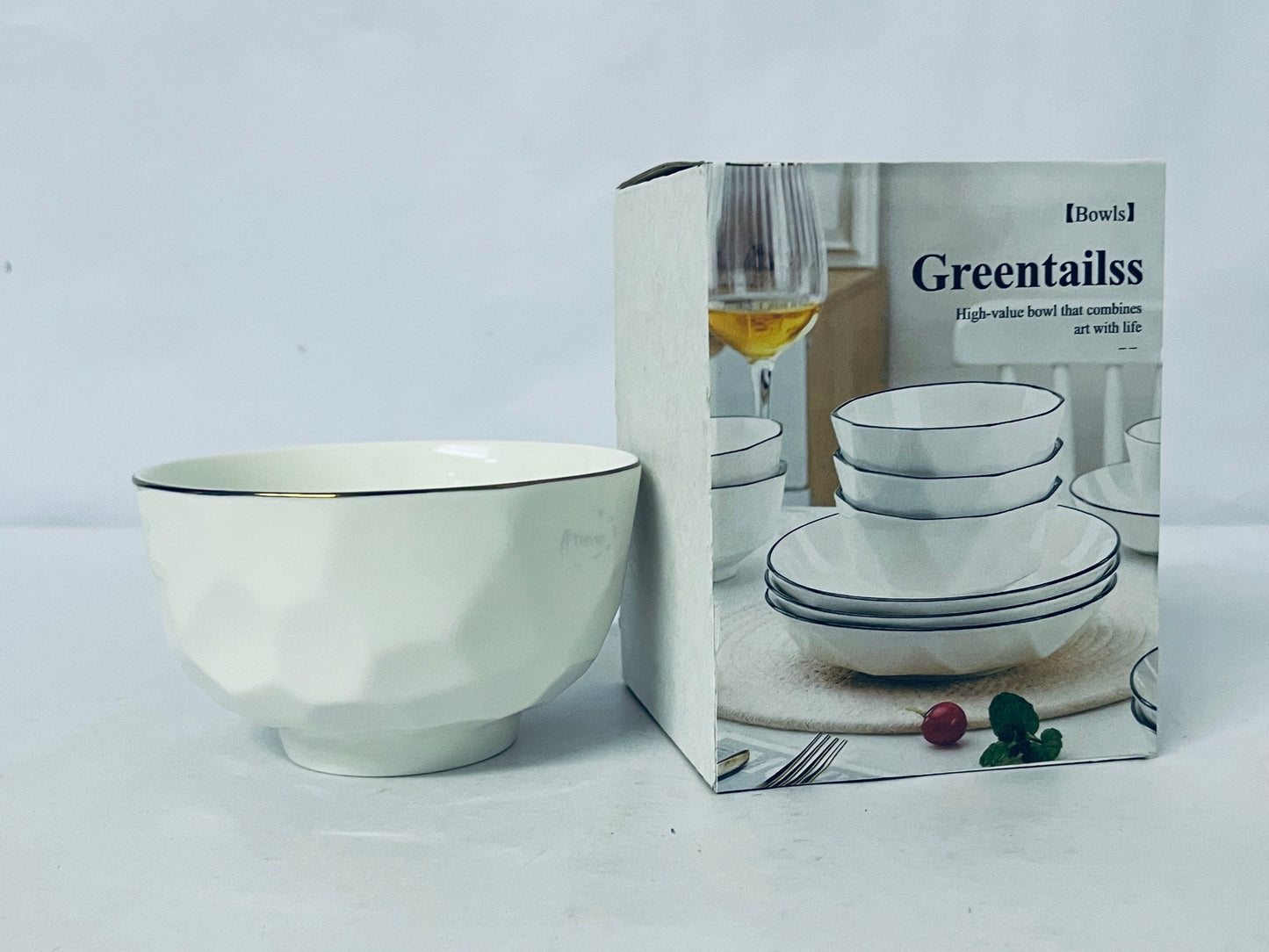 Greentailss Bowls Kitchen Plates and Bowls Sets, White Ceramic Soup Bowls,Microwave and Dishwasher Safe, Scratch Resistant