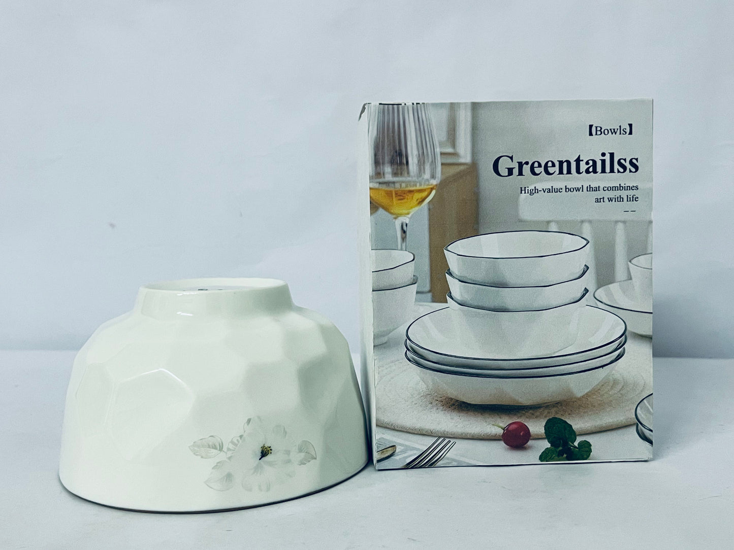 Greentailss Bowls Kitchen Plates and Bowls Sets, White Ceramic Soup Bowls,Microwave and Dishwasher Safe, Scratch Resistant