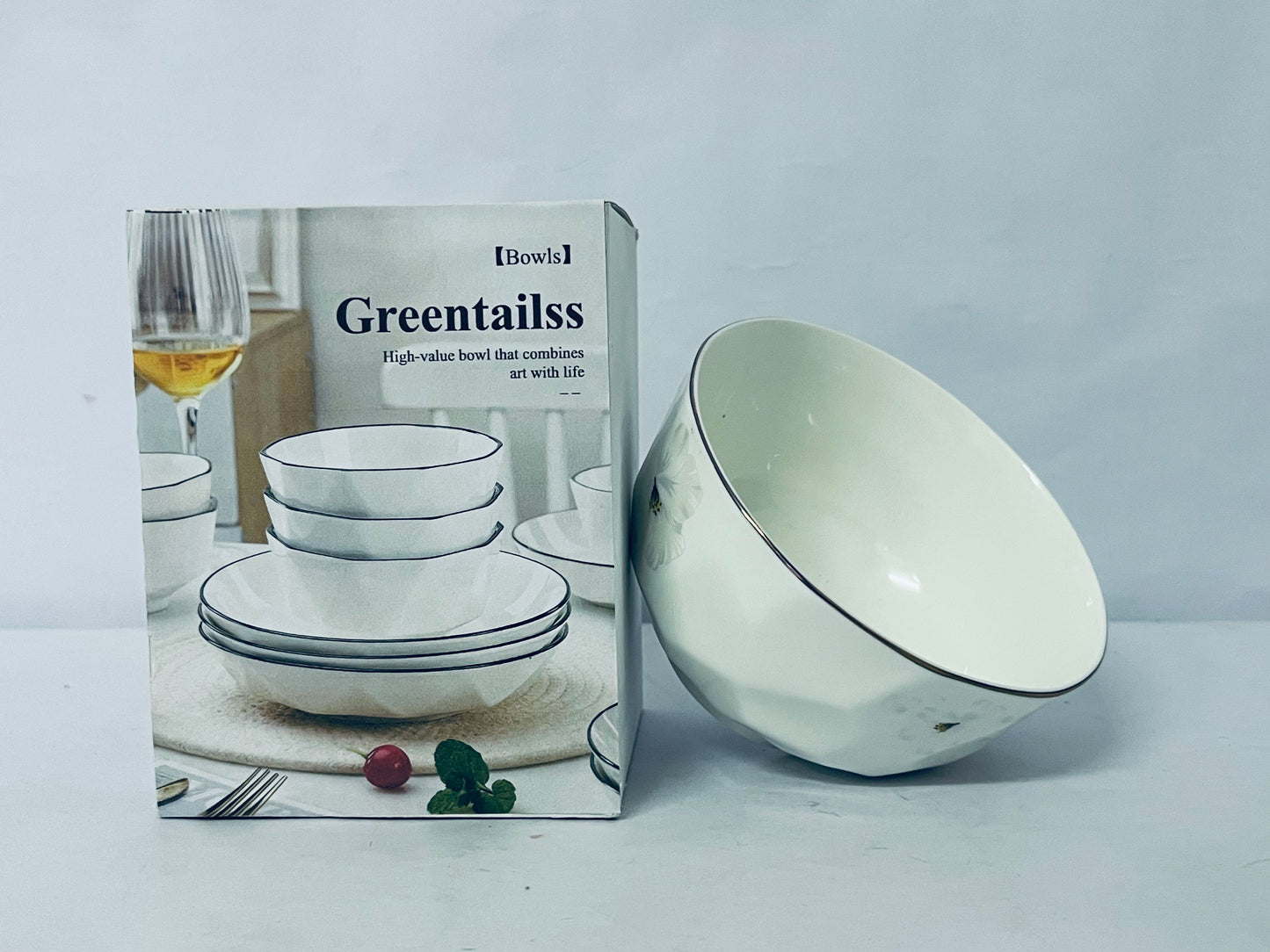Greentailss Bowls Kitchen Plates and Bowls Sets, White Ceramic Soup Bowls,Microwave and Dishwasher Safe, Scratch Resistant