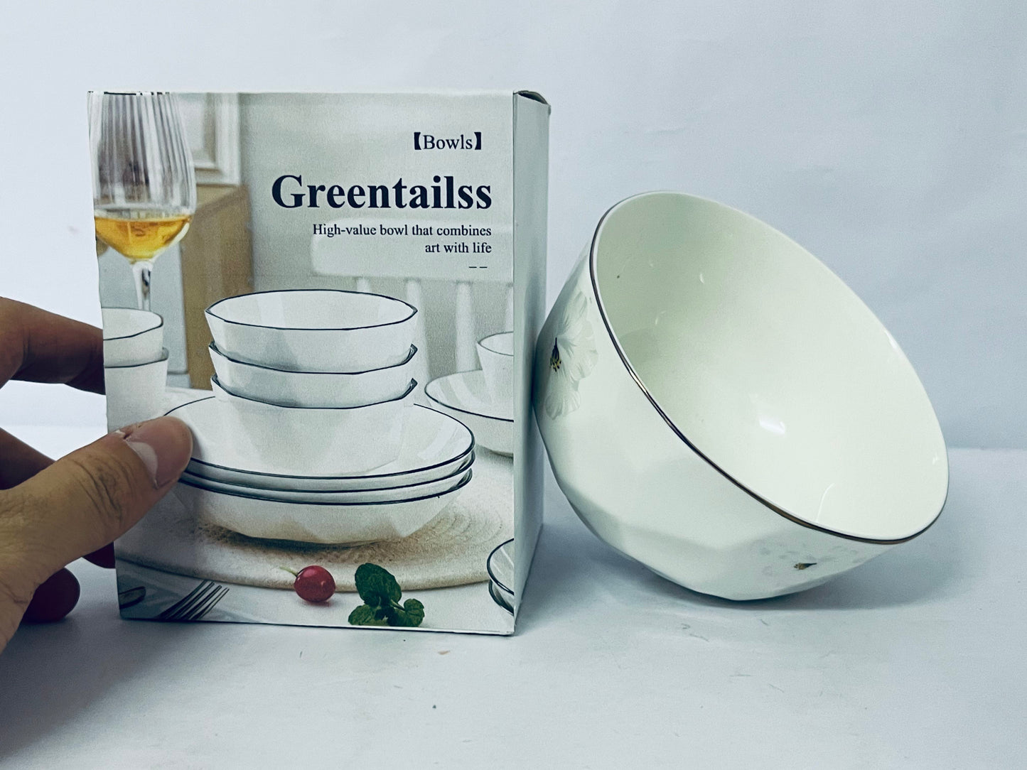 Greentailss Bowls Kitchen Plates and Bowls Sets, White Ceramic Soup Bowls,Microwave and Dishwasher Safe, Scratch Resistant