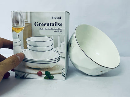 Greentailss Bowls Kitchen Plates and Bowls Sets, White Ceramic Soup Bowls,Microwave and Dishwasher Safe, Scratch Resistant