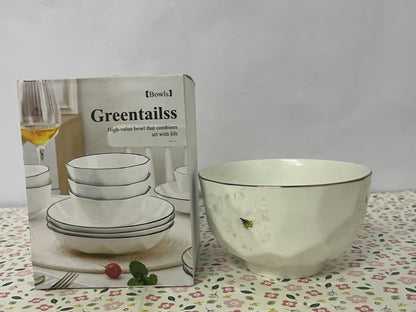 Greentailss Bowls Kitchen Plates and Bowls Sets, White Ceramic Soup Bowls,Microwave and Dishwasher Safe, Scratch Resistant