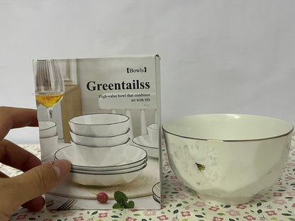Greentailss Bowls Kitchen Plates and Bowls Sets, White Ceramic Soup Bowls,Microwave and Dishwasher Safe, Scratch Resistant