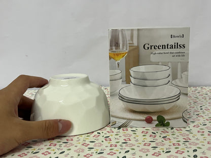 Greentailss Bowls Kitchen Plates and Bowls Sets, White Ceramic Soup Bowls,Microwave and Dishwasher Safe, Scratch Resistant