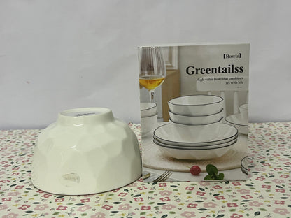 Greentailss Bowls Kitchen Plates and Bowls Sets, White Ceramic Soup Bowls,Microwave and Dishwasher Safe, Scratch Resistant