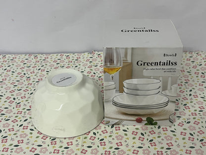 Greentailss Bowls Kitchen Plates and Bowls Sets, White Ceramic Soup Bowls,Microwave and Dishwasher Safe, Scratch Resistant