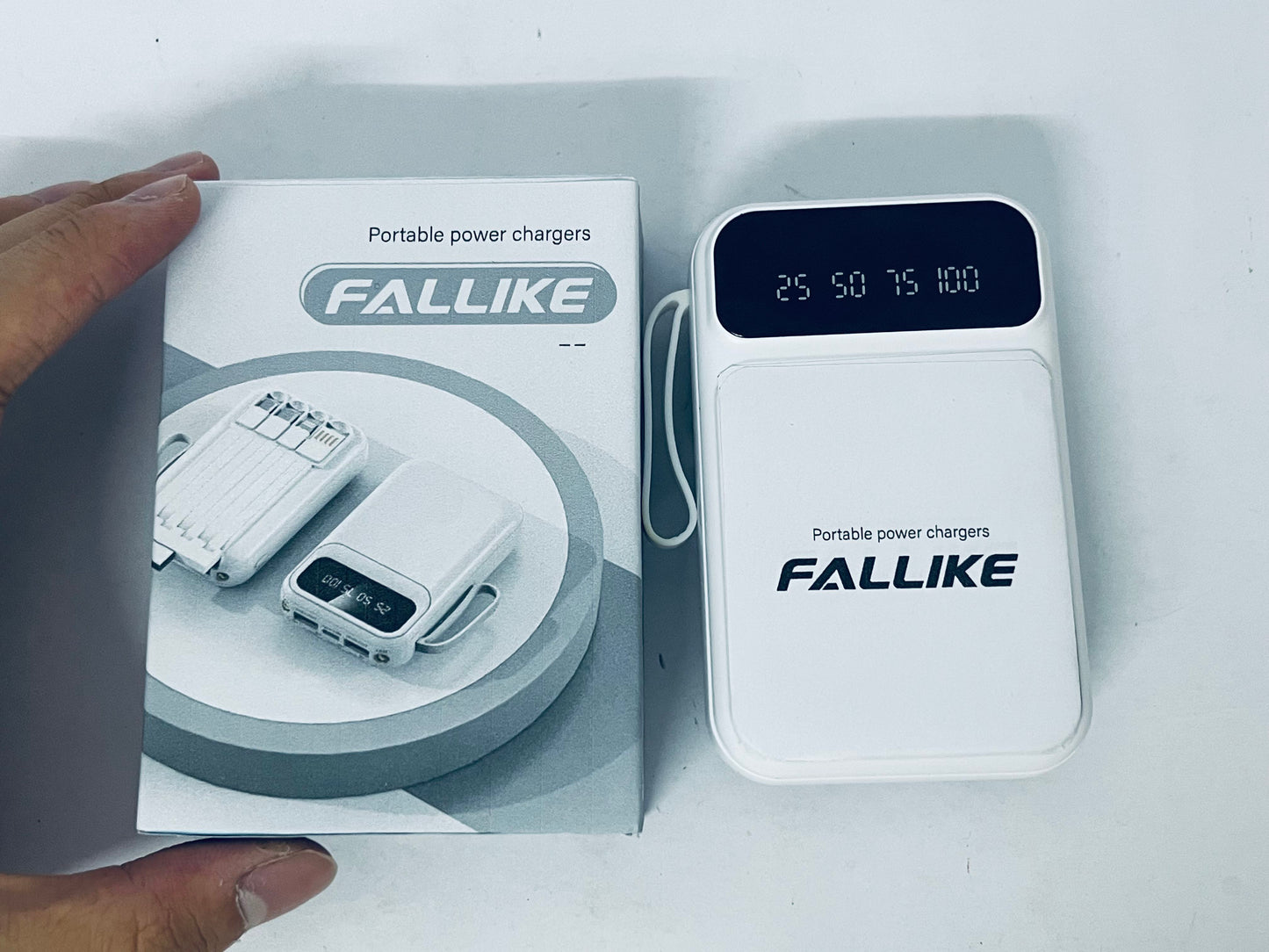 FALLIKE Portable power chargers with Digital LED Display, Compact Design with Lanyard, Multi-Device Compatible External Battery Pack