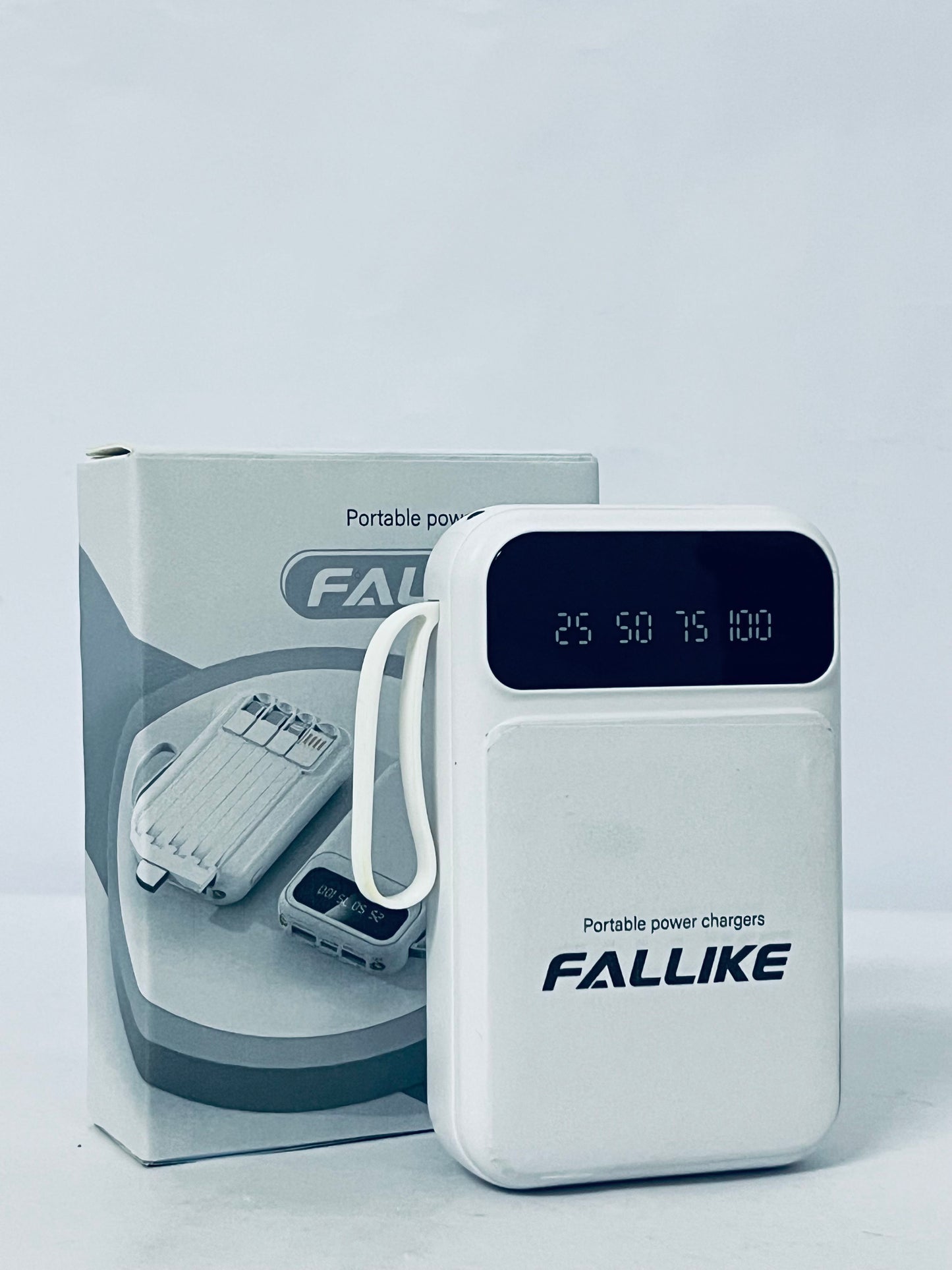 FALLIKE Portable power chargers with Digital LED Display, Compact Design with Lanyard, Multi-Device Compatible External Battery Pack