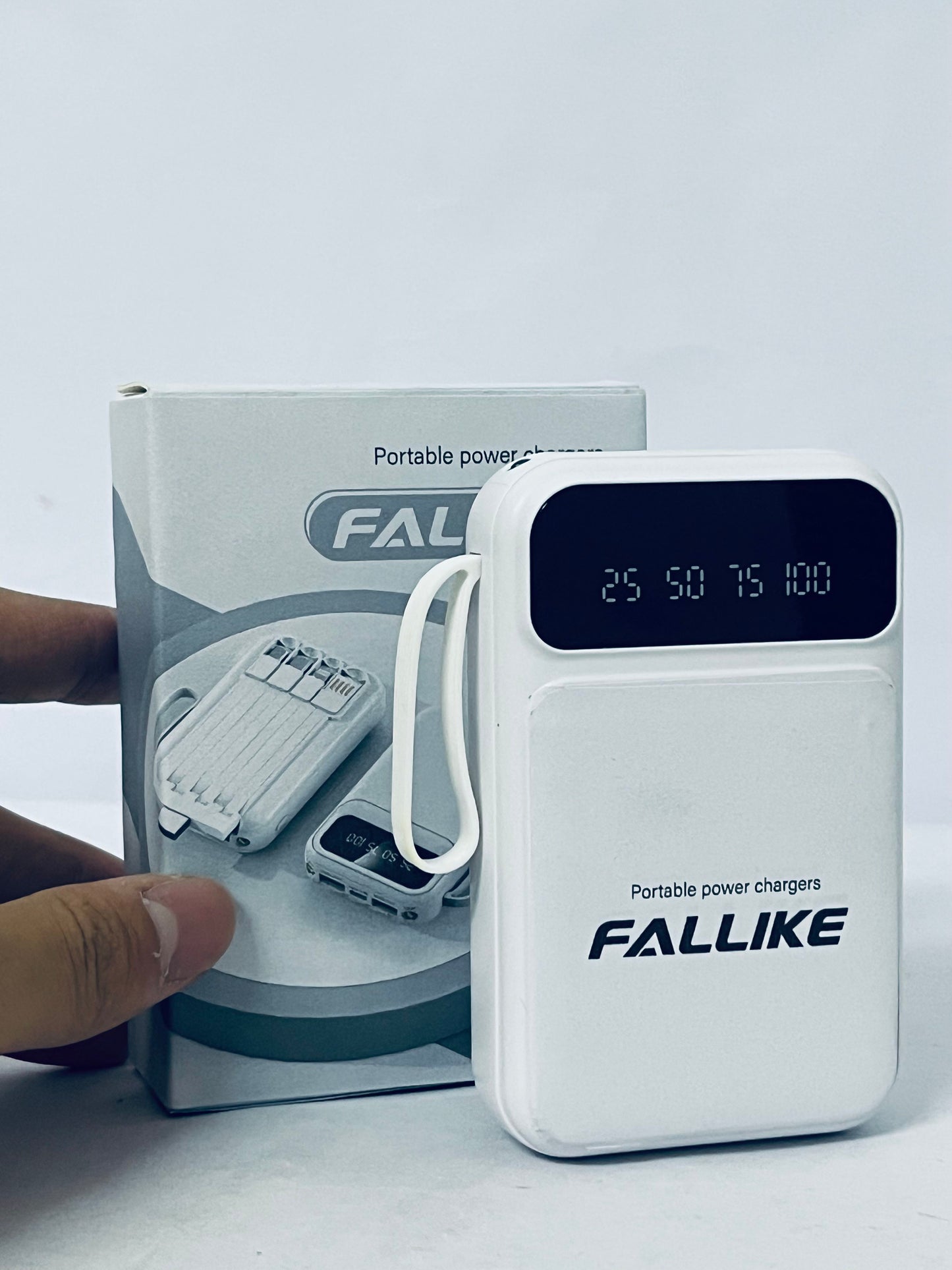FALLIKE Portable power chargers with Digital LED Display, Compact Design with Lanyard, Multi-Device Compatible External Battery Pack