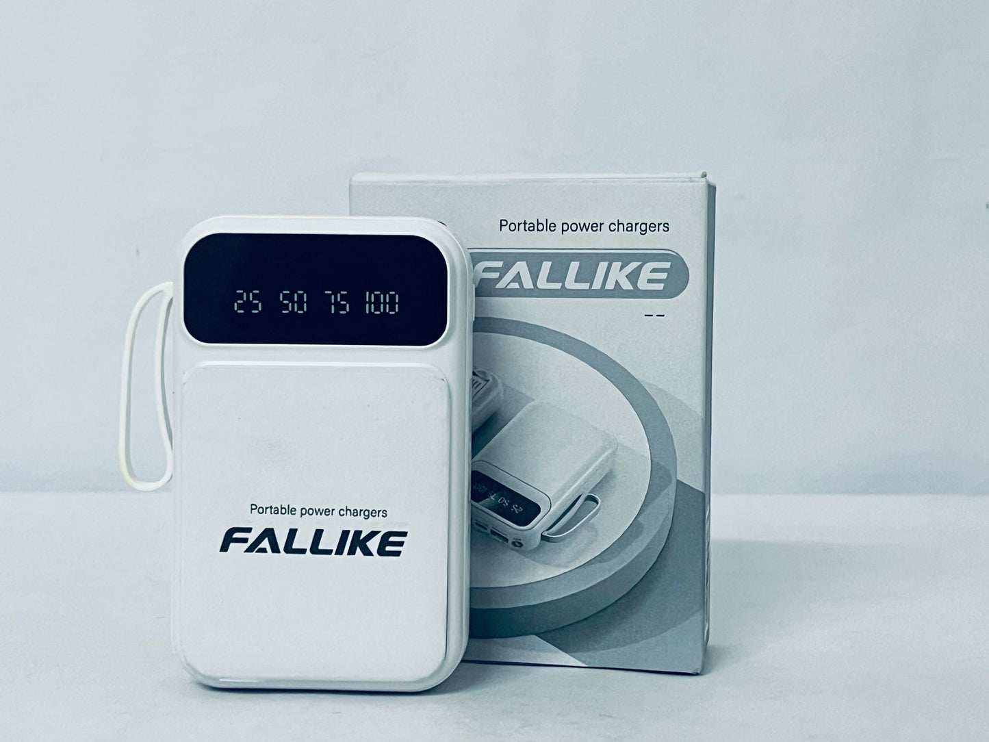 FALLIKE Portable power chargers with Digital LED Display, Compact Design with Lanyard, Multi-Device Compatible External Battery Pack