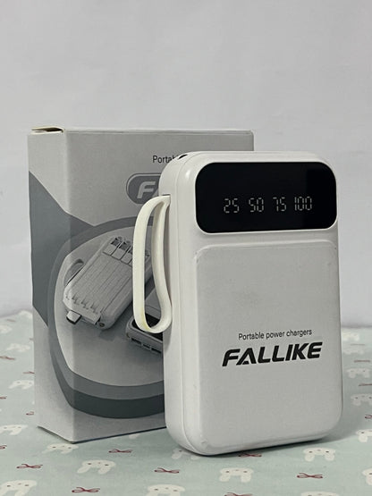 FALLIKE Portable power chargers with Digital LED Display, Compact Design with Lanyard, Multi-Device Compatible External Battery Pack