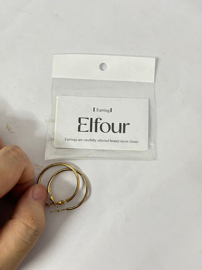Elfour Classic Gold Hoop Earrings | Minimalist & Versatile, Elevate Your Daily Look