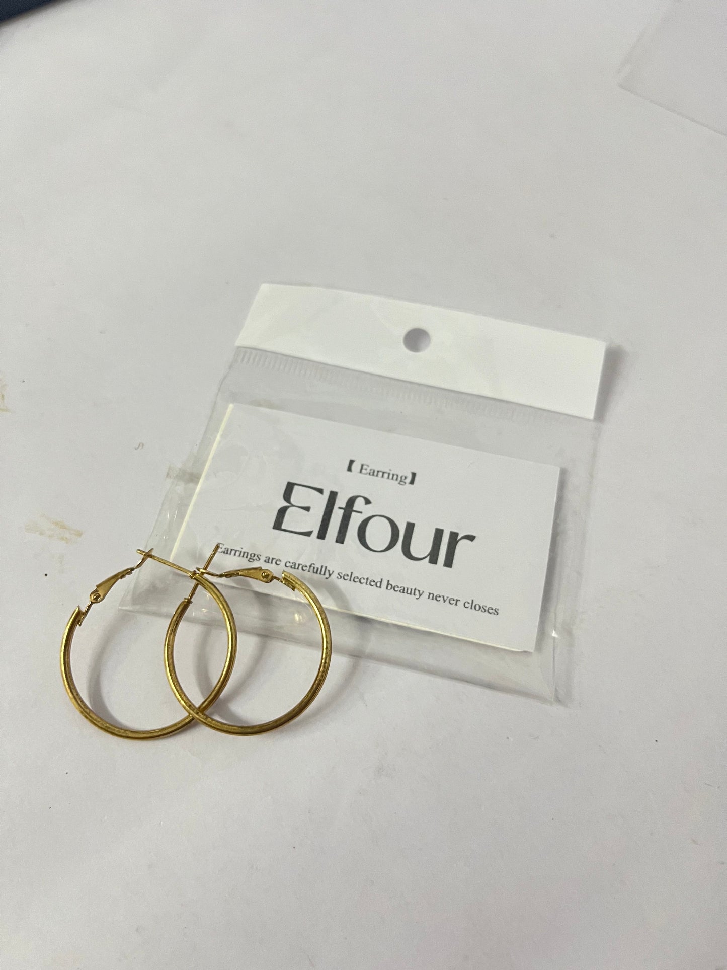 Elfour Classic Gold Hoop Earrings | Minimalist & Versatile, Elevate Your Daily Look