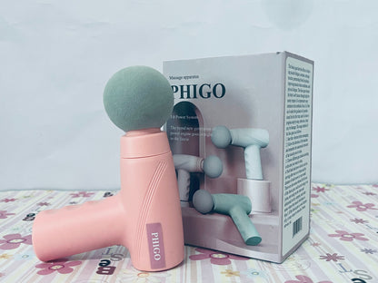 PHIGO Massage apparatus Mini Massage Gun-Pink，Muscle Deep Tissue Massager Gun, Handheld Percussion Massager, Portable Quiet Massage Gun with Carry Case for Home Office Gym Motehr Day Gifts for Women Men Her
