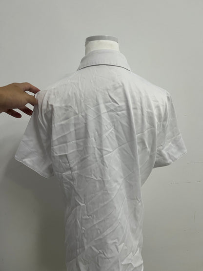 Megatherium Women's White Short-Sleeve Shirt | Minimalist & Versatile for Office & Casual Wear